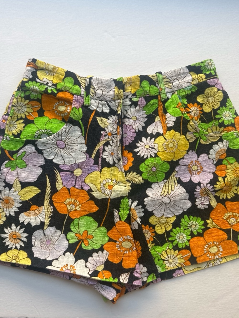 Maje Black Multi Floral High-Waist Shorts